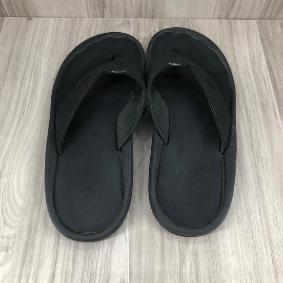 Olukai Flip Flops Mens EU 42 Ohana Black Slip On Thong Sandals - Picture 8 of 12
